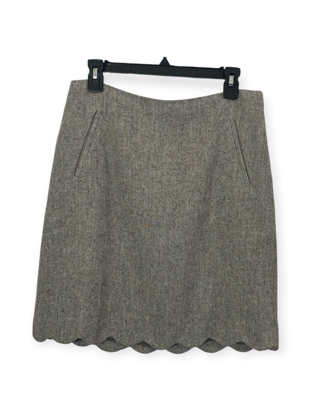 Talbots Wool Blend Tweed Scalloped-Hem Skirt. Gray Size 6